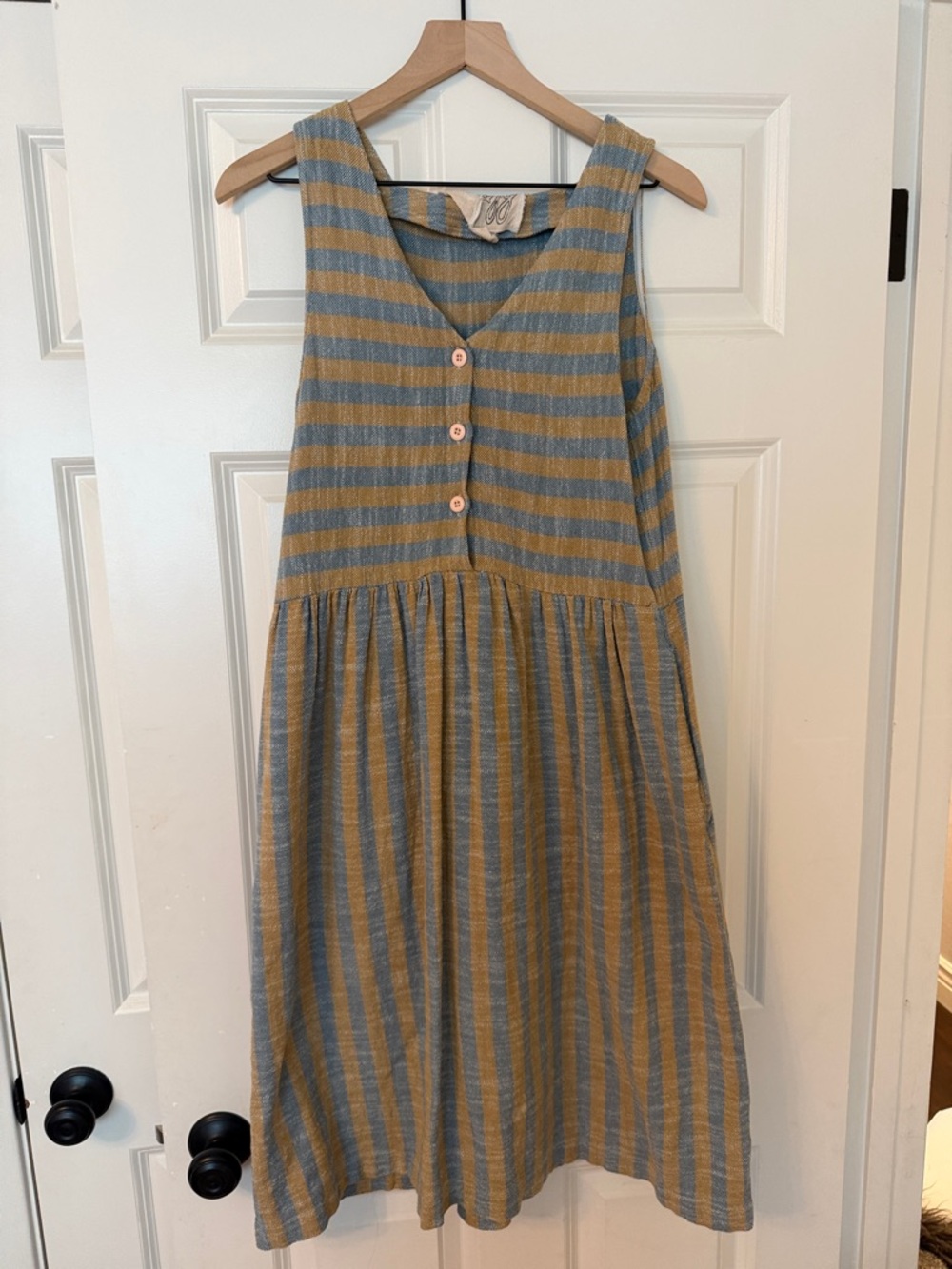 Ace & Jig Blue and Tan Striped Midi Dress